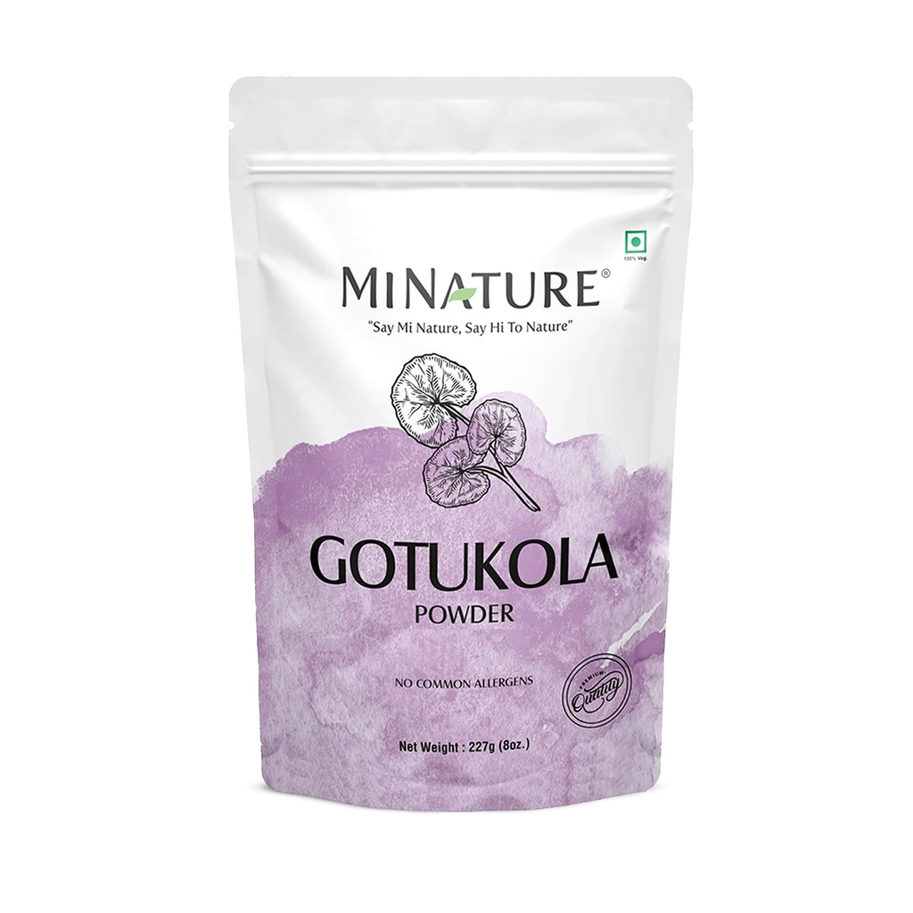 mi nature Gotu Kola Powder (227g)(8Oz) | 100% Natural Centella Asiatica for Wellness & Skincare| Herbal Powder for Tea, Smoothies & Face Packs