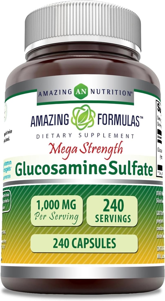 Amazing Formulas Glucosamine Sulfate 1000 mg Capsules Supplement | Non-GMO | Gluten Free | Made in USA (240 Count)