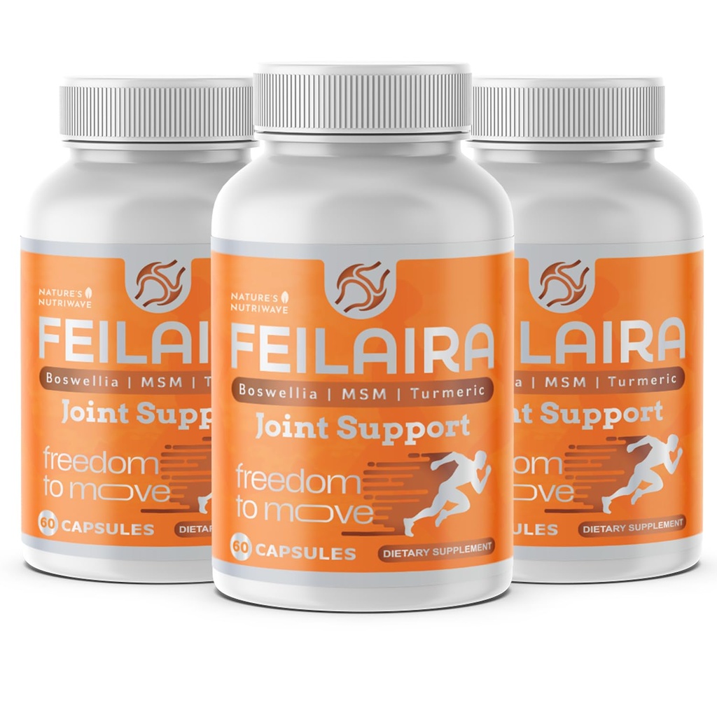 Feilaira – Natural Joint Support Supplement with Glucosamine, Chondroitin, Boswellia, Turmeric & MSM – Non-GMO Formula – Made in USA – 60 Capsules, 30 Servings, 3 Month Supply