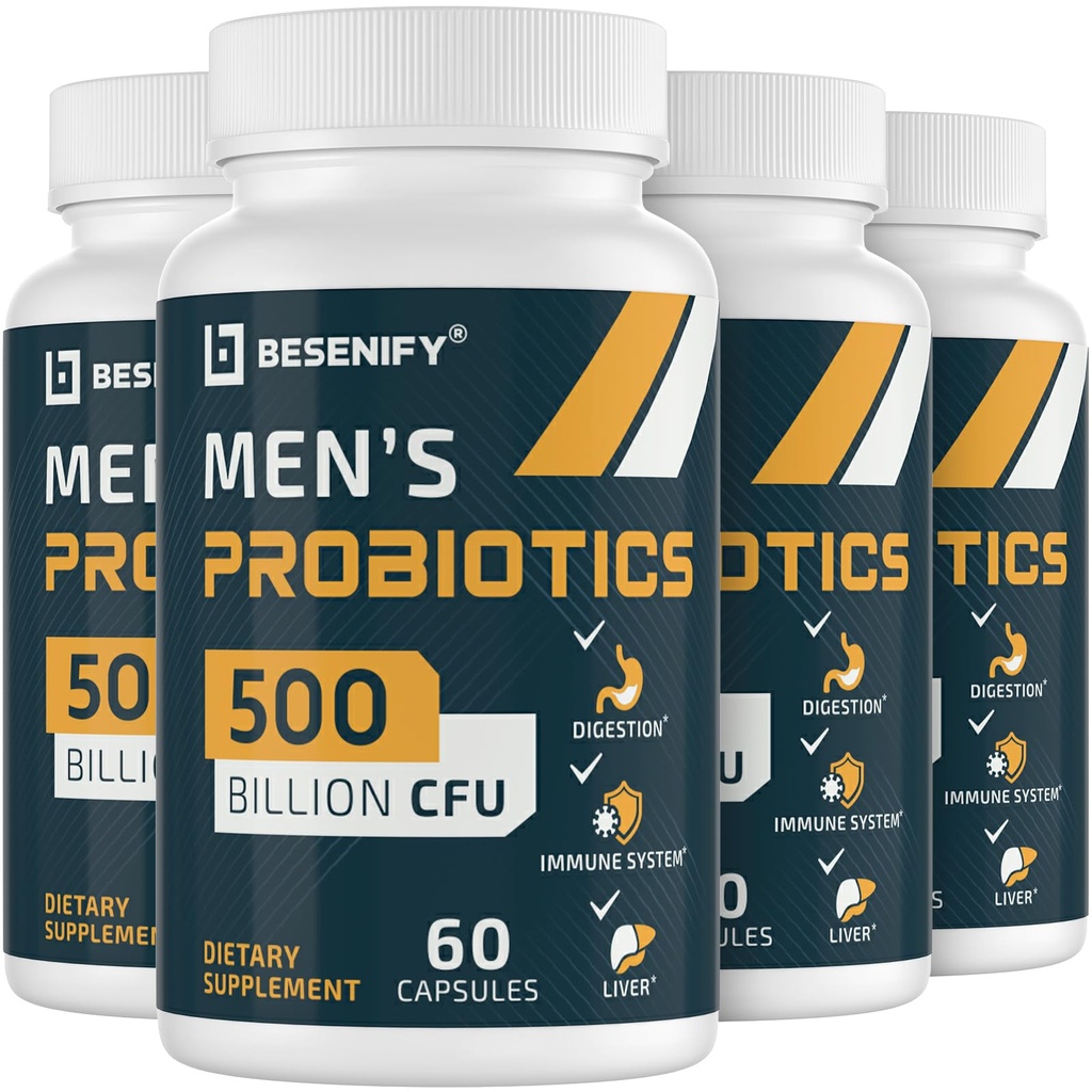 Probiotics for Men, 500 Billion CFUs & 12 Strains, Men's Probiotic with Turmeric, Cranberry, Goji - Probiotics for Digestive Health, Immune, Stomach, Bloating & Gut Health for Men, 240 Pro Biotics Cap