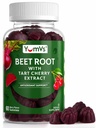 YUM-V'S Beet Root Gummies with Tart Cherry Extract - Berry Flavor Beetroot Gummies - Beet Chews for Blood Circulation and Antioxidant Support - Red Beets Gummies (Berry 60 Count (Pack of 1)