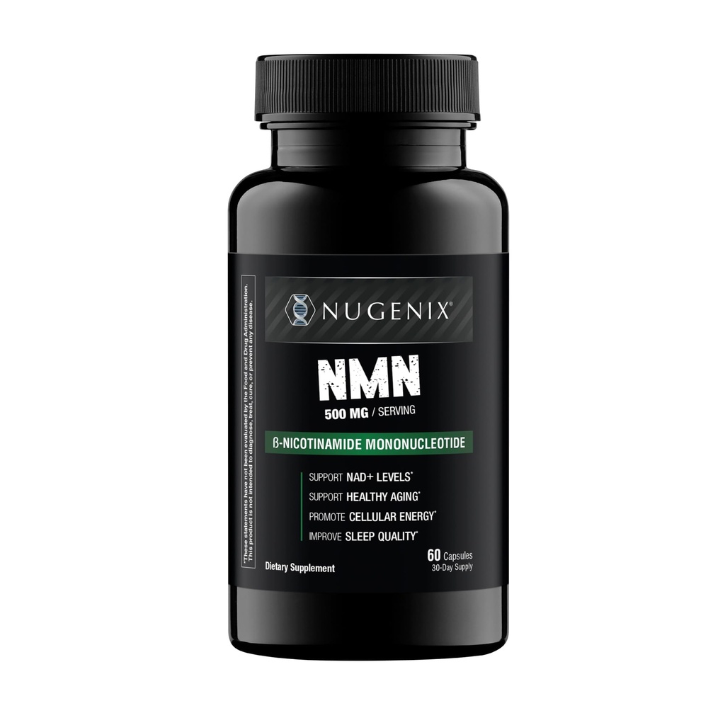 Nugenix NMN 500mg – B-Nicotinamide Mononucleotide Supplement, Boosts NAD+ Levels, Cellular Energy, Healthy Aging, Sleep Quality & Physical Performance – 60 Capsules