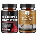 Bundle of Horny Goat Weed for Male Enhancement - Extra Strength Horny Goat Weed for Men, and Advanced Lion's Mane Mushroom Supplement Capsules with Reishi for Brain Health, Memory Support & Focus