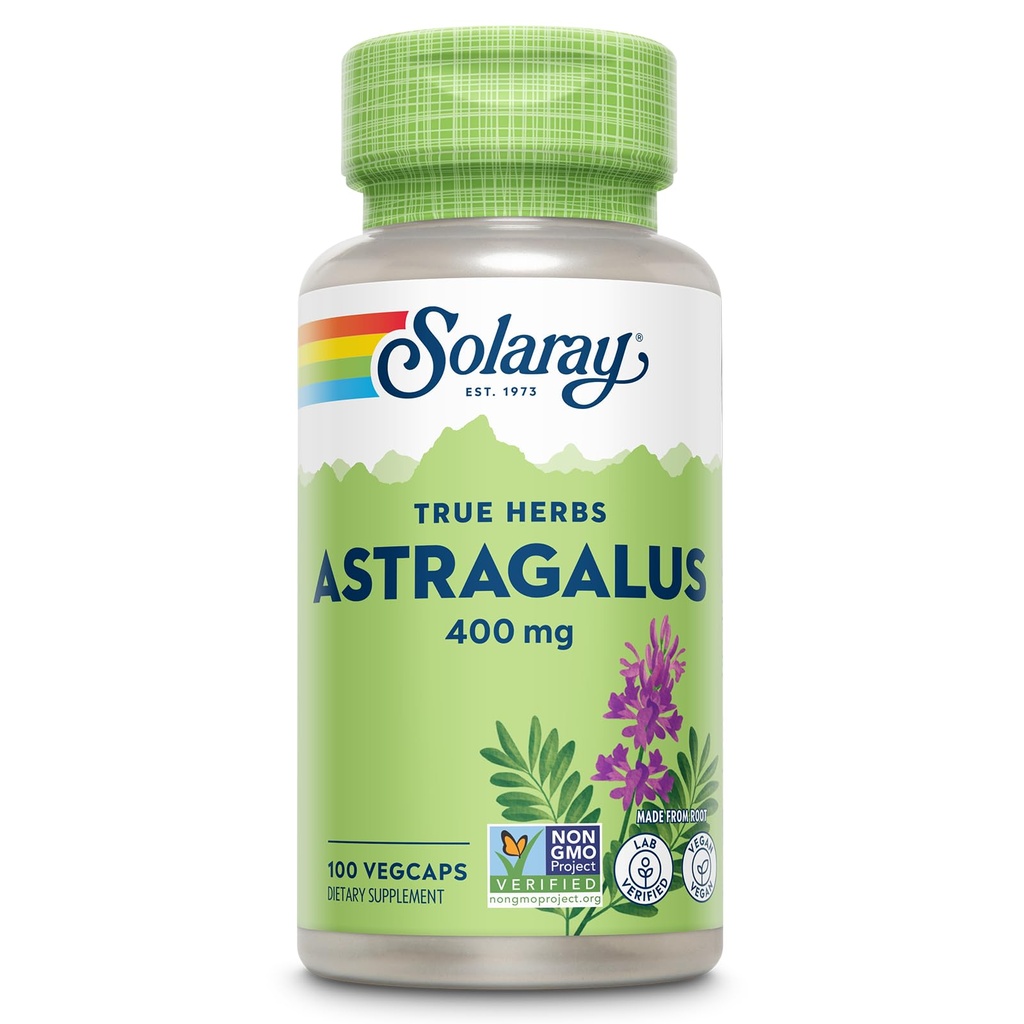 SOLARAY Astragalus Root 400mg – Traditional Herbal Support - Non-GMO, Vegan & Lab Verified - 100 Servings, 100 VegCaps