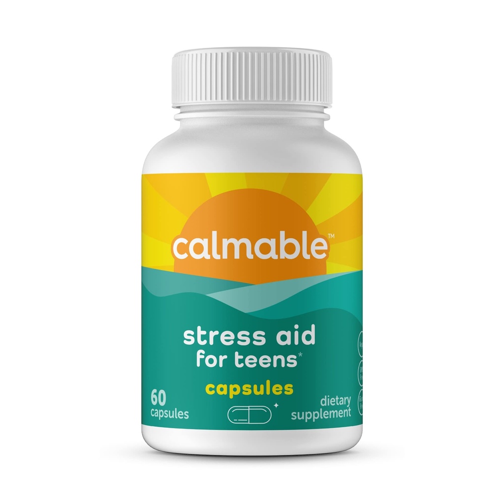 Stress Relief Aid for Teens - Vegan - Pyridoxine B6, L-Theanine - Vitamin Dietary Supplement - 60 Capsules