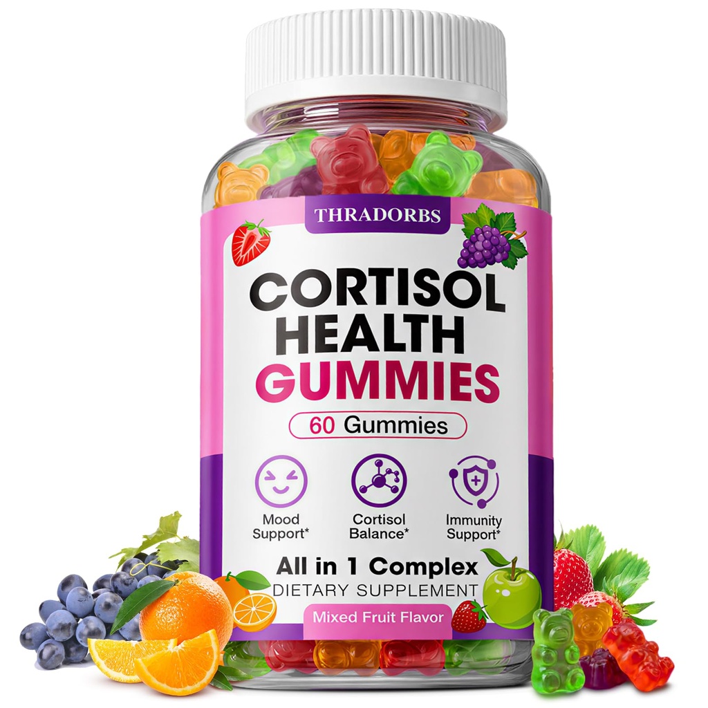 Cortisol Supplements for Women & Men, Cortisol Reducer Gummies with Magnesium Ashwagandha & L-Theanine, Cortisol Manager for Sleep Support & Stress Relief, Mood Balance, Cortisol Detox, 60 Count