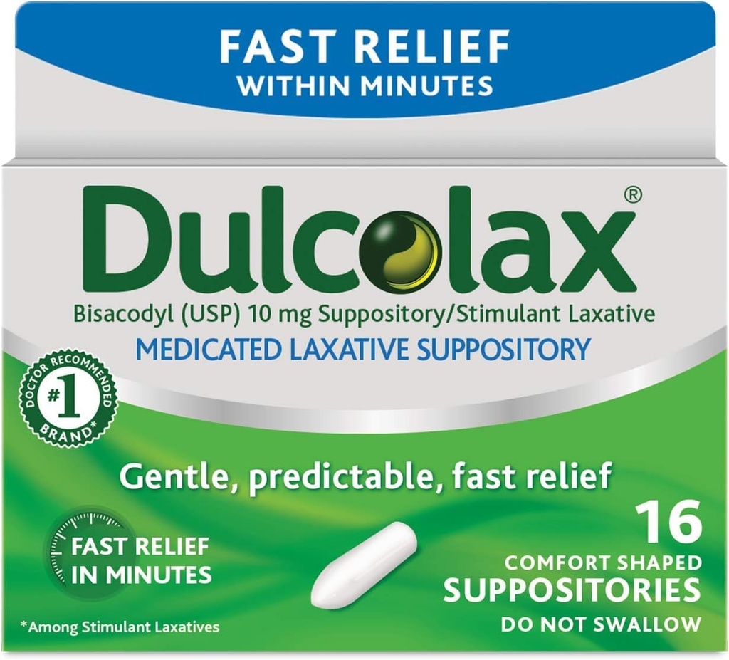 Dulcolax Medicated Laxative Suppositories - 16 ct, Pack of 2