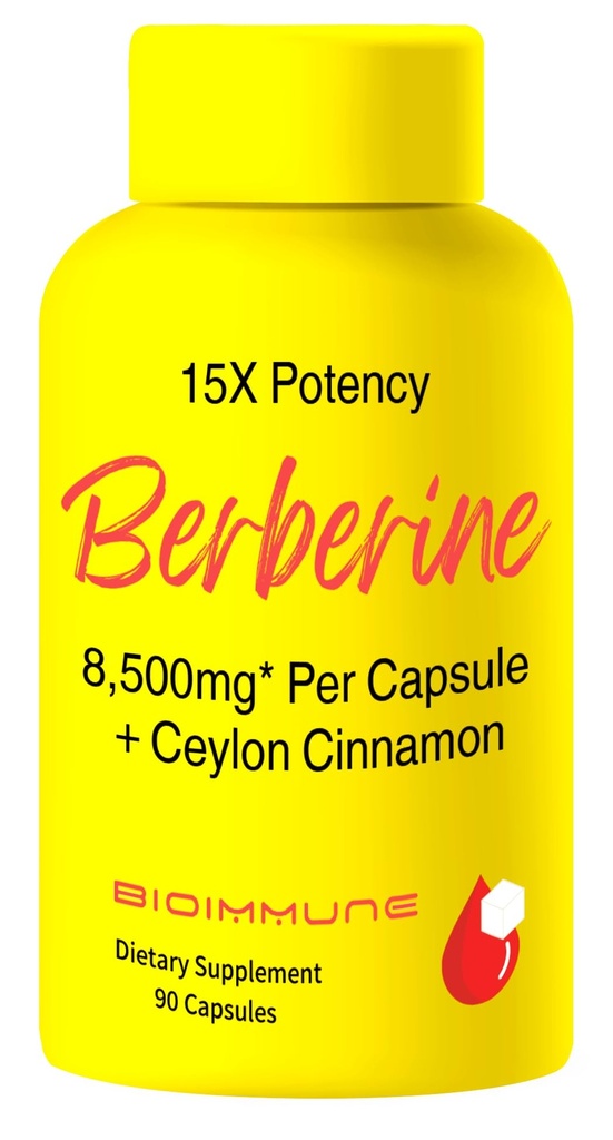 BioImmune Berberine Supplement Synergistically Enhanced Potency, Ceylon Cinnamon for Enhanced Absorption & Synergistic Effects for Healthy Levels