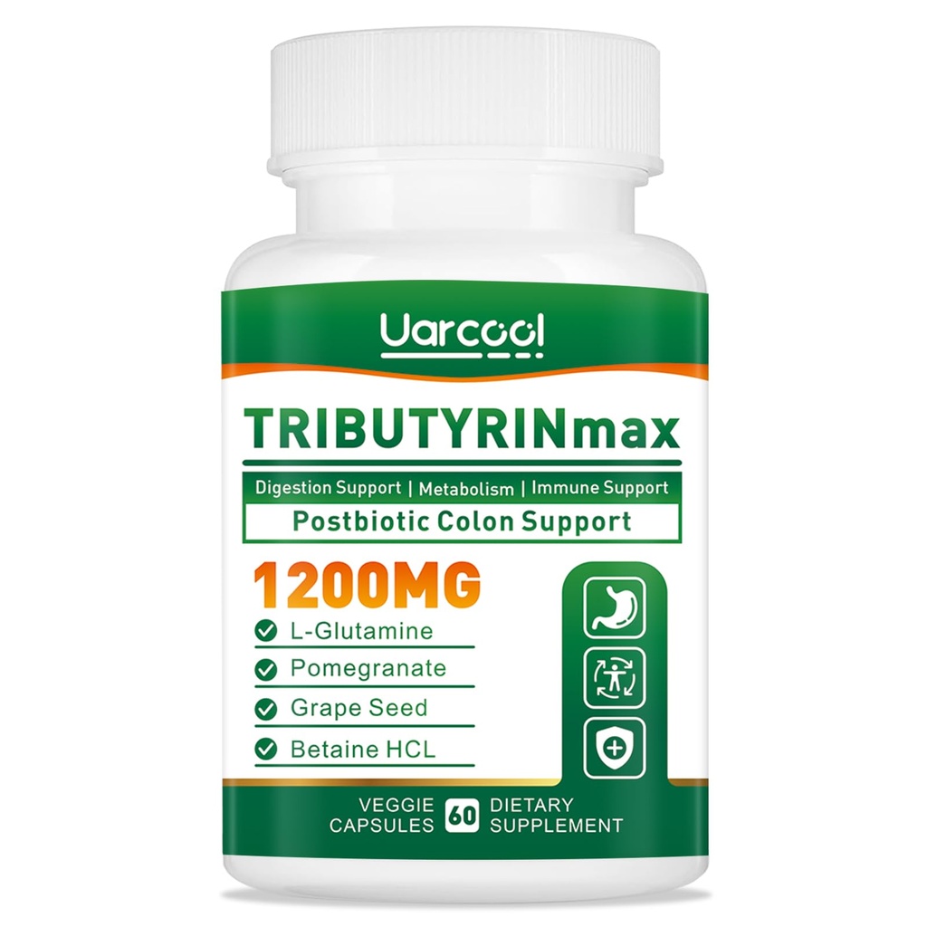 TRIBUTYRINmax Supplement 1200mg for Gut Health,Vegan,Butyrate Gut Health Supplement for Digestive, Leaky Gut, Colon, Microbiome - 60 Softgels
