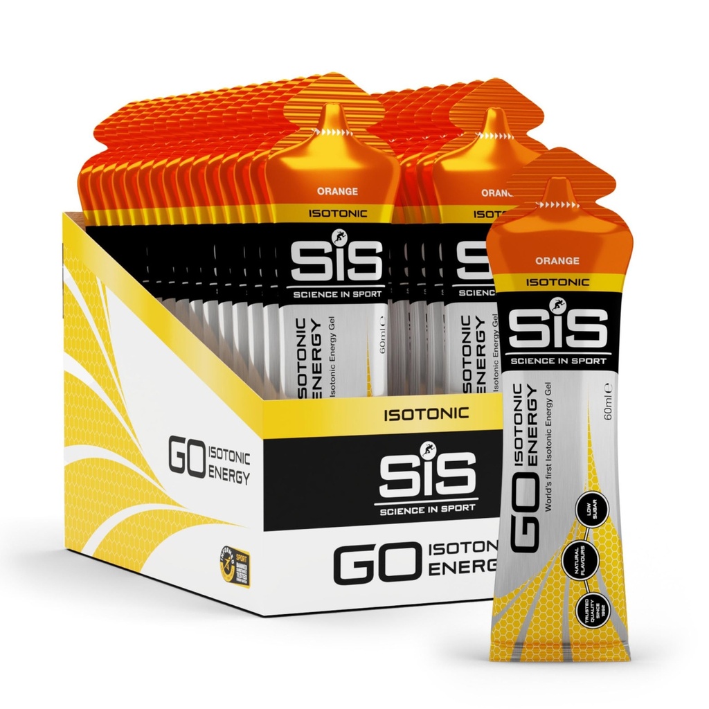 Science in Sport GO Isotonic Energy Gel - Fast-Acting Liquid Carbohydrate Gel for Instant Energy - Sports Nutrition - Gluten-Free & Vegan - Orange Flavor - 30 Count