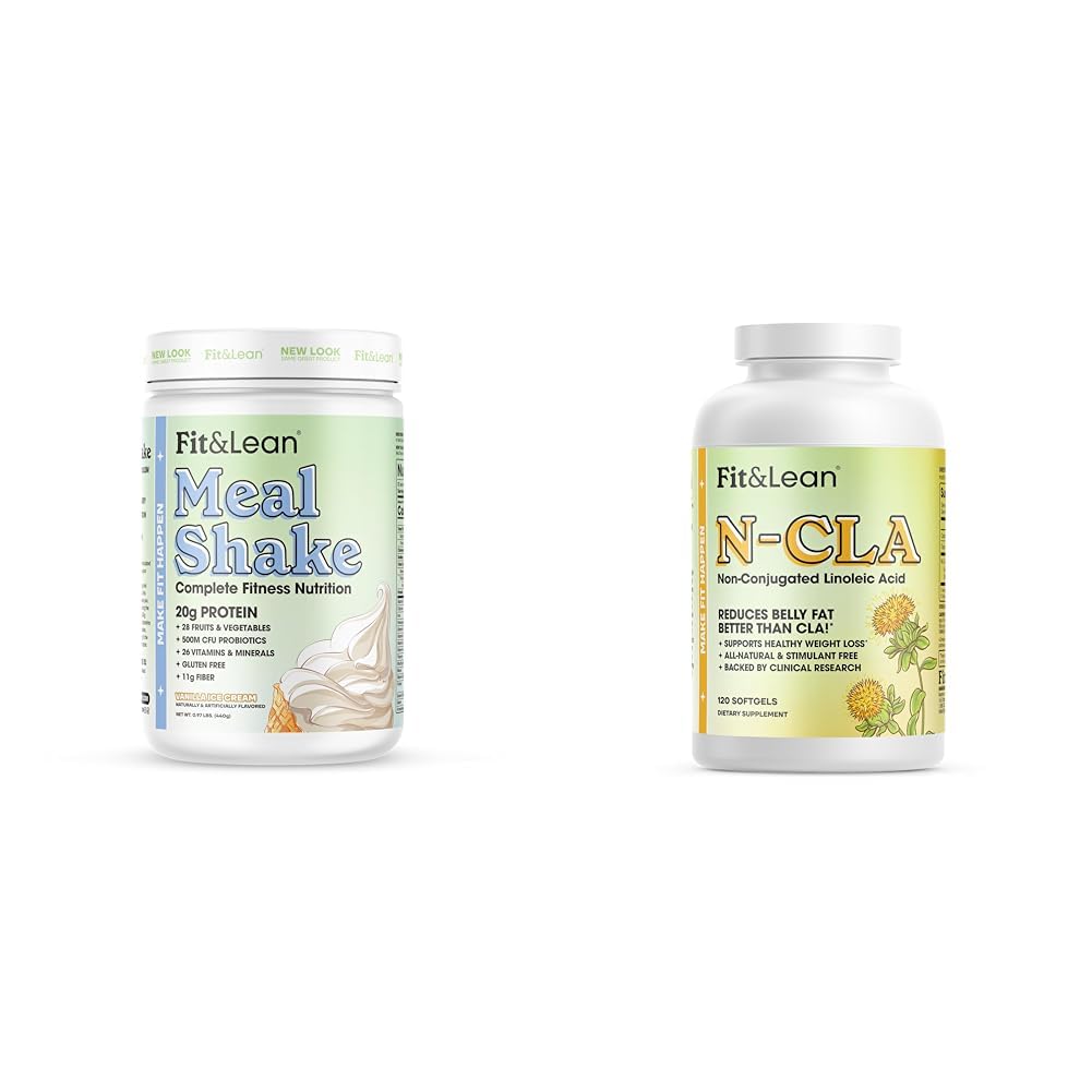 Fit & Lean Meal Shake, N-CLA Fat Burning Capsules, Protein, Fiber, Probiotics, 120 Servings