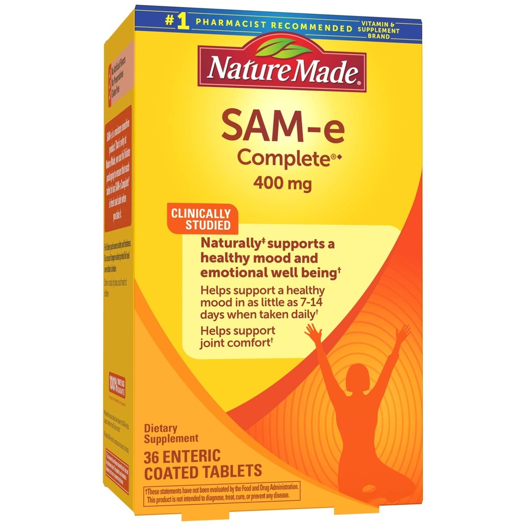 SAM-e Complete 400 mg Tablets, 36 Count Value Size, Supports a Healthy Mood & Joint Comfort