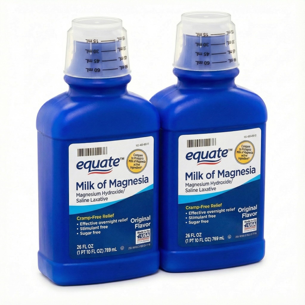 Milk of Magnesia Liquid 1200 mg – 26 fl oz Saline Laxative, Magnesium Hydroxide Original Flavor, Liquid Laxative for Adults and Children 6+, Low Sodium (Pack of 2)