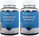   Basics Prebiotic & Probiotic Gummies, 2 Billion CFU, Blue Raspberry, 50 Count (2 per Serving) (Previously Solimo) (Pack of 2)