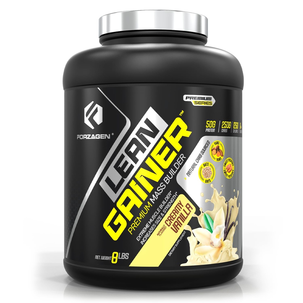 Forzagen Lean Gainer Premium Mass Builder | Mass Gainer Protein Powder for Men & Women | High Calorie Protein, Weight Gain, Bulk, Muscle Building Supplement | Vanilla, 8 lbs. (11 Servings)