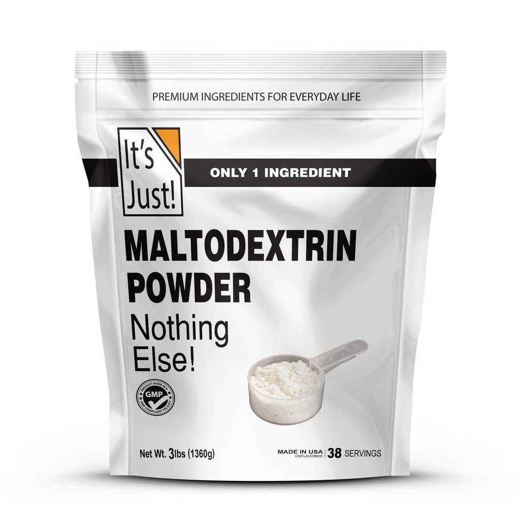 It's Just! - Mass Gainer Powder, 100% Maltodextrin (Complex Carbohydrates), Sustained Energy, Rapid Absorption, Non-GMO, Easily Add to Any Protein Shake, 3lbs / 38 Servings