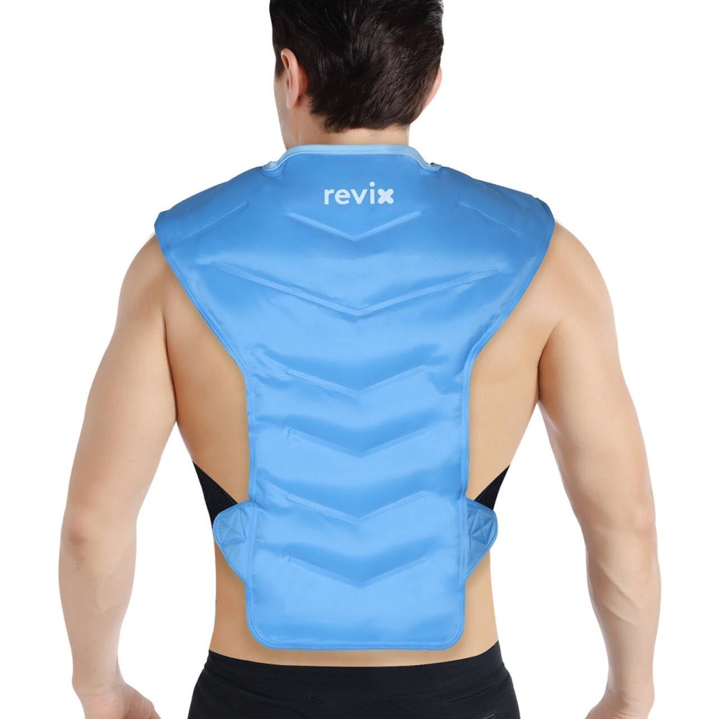 REVIX Large Ice Pack for Shoulder and Back with Straps, Reusable Full Back Ice Pack Wrap Cold Compression Therapy for Discomfort and Fatigue Relief, Post-Workout Recovery