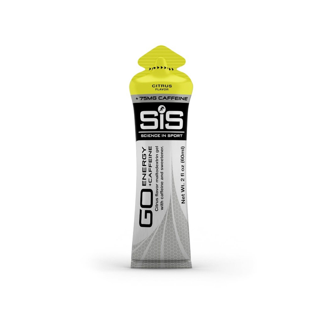 Science in Sport GO Energy + Caffeine Energy Gel for Elite Athletes - 22g Carbohydrates & 75mg Caffeine - Isotonic Formula - Sports Nutrition - Citrus Flavor - 30 Count