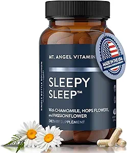 Mt. Angel Vitamins - Sleepy Sleep - Natural Sleep Aid for Adults with Melatonin and Plant Extracts - Non-Habitual Sleep Supplement - 60 Capsules