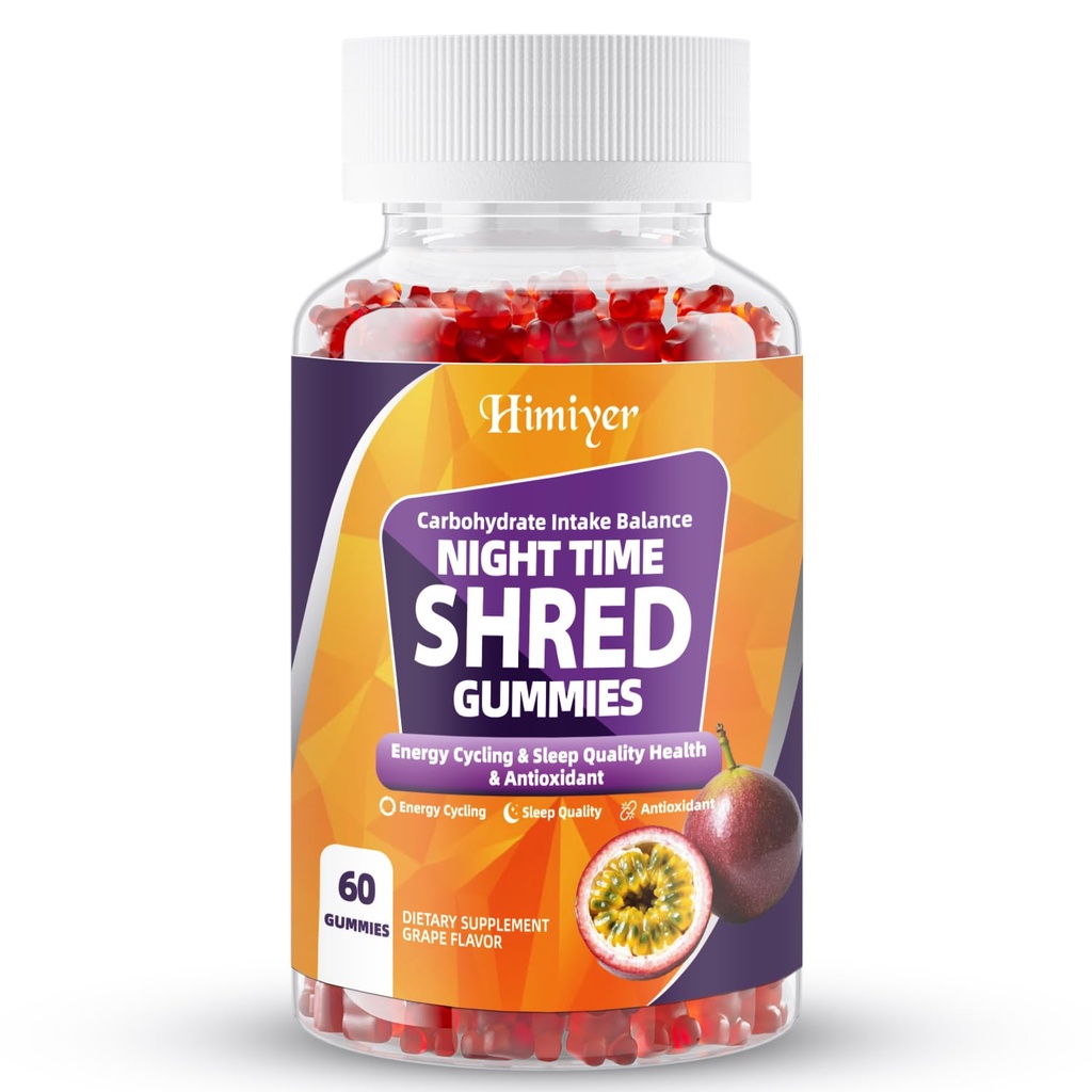 Himiyer Night Time Shred Gummies — White Kidney Bean & Green Coffee Bean with Melatonin, Lemon Balm & Passionflower | Carbohydrate Intake Balance & Sleep Quality Support* | 60 Gummies