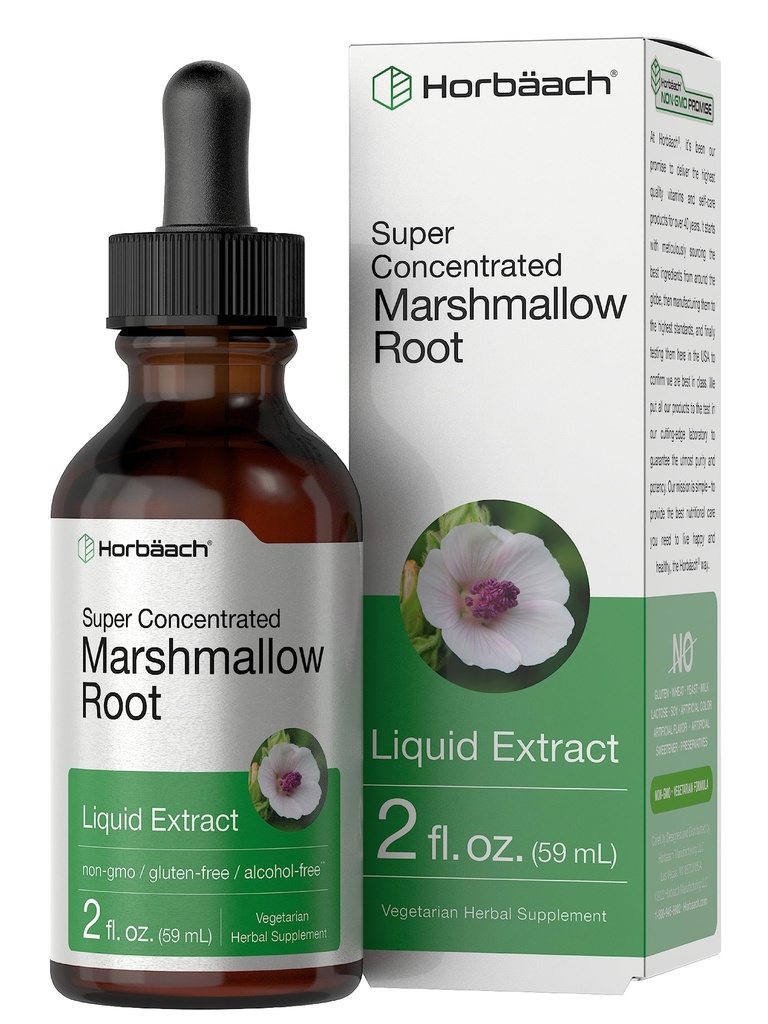 Horbäach Marshmallow Root Extract Tincture | 2 fl oz | Althaea Officinalis Liquid | Alcohol Free | Vegetarian, Non-GMO & Gluten Free