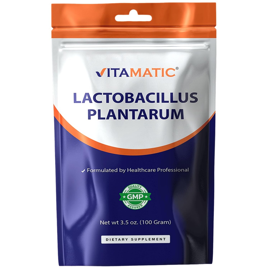 Vitamatic Lactobacillus Plantarum Probiotic Powder - Digestive Health Support - 100 Gram (3.5 OZ) - 100 Servings