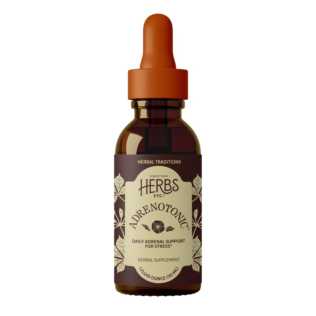 Herbs Etc. Adrenotonic Classic Liquid Extract - Adrenal Health & Vitality Support - Black Currant Leaf, Siberian Eleuthero & Cultivated American Ginseng - Gluten-Free & Vegan - 1 fl oz (40 Servings)