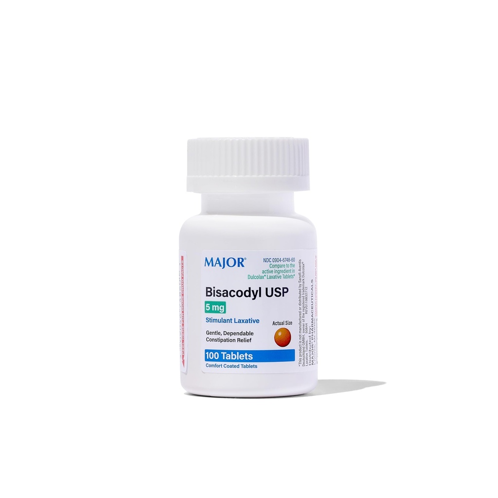 Major Bisacodyl Stimulant Laxative Tablets, 100 ct
