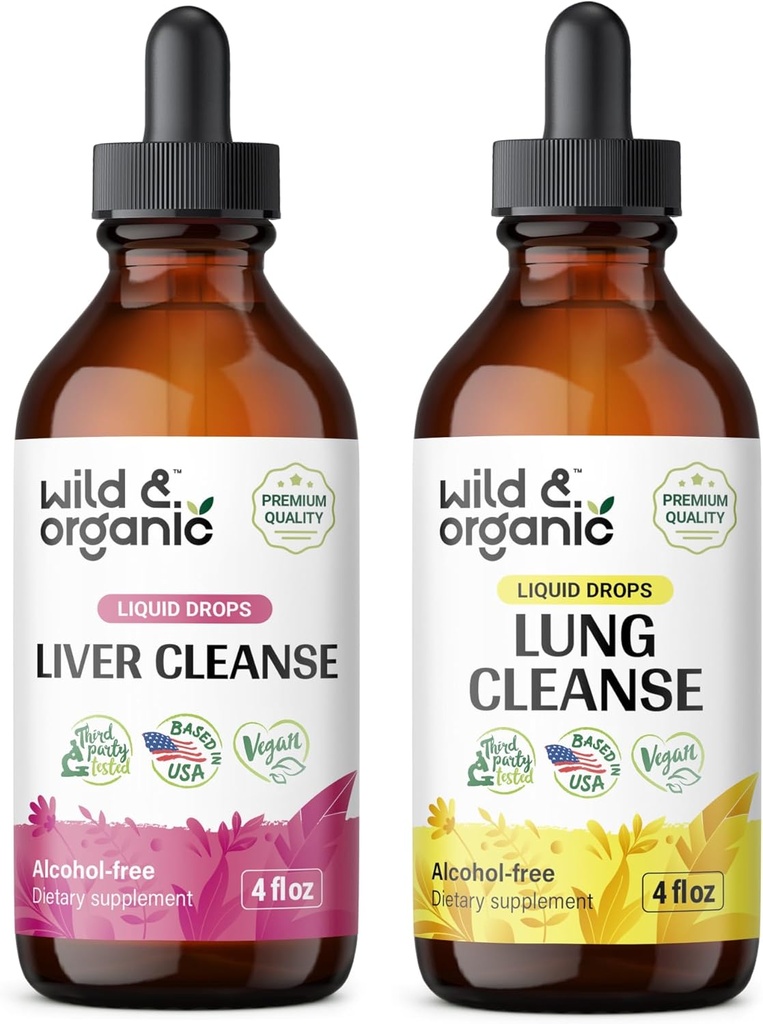 Wild & Organic Liver Cleanse Tincture 4 fl oz & Lung Cleanse Tincture 4 fl oz
