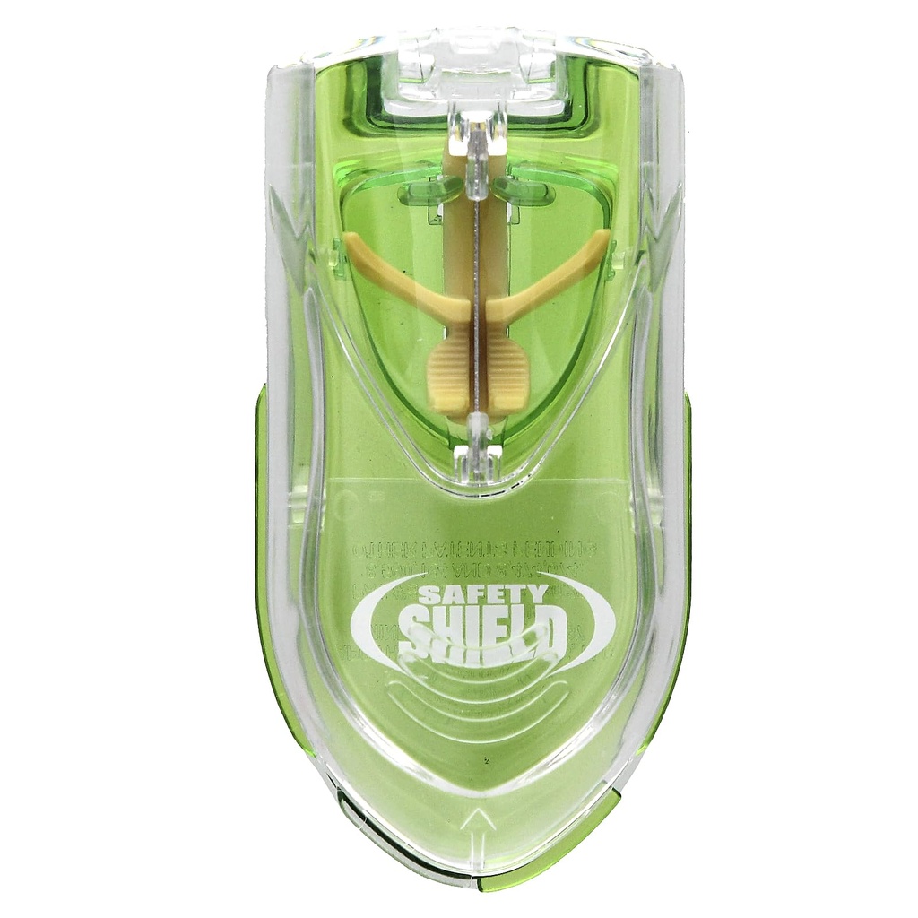 Ezy Dose Pill Cutter with Safety Shield, Safely Cut Pills and Vitamins, Pill Splitter, Retractable Blade Guard, Green