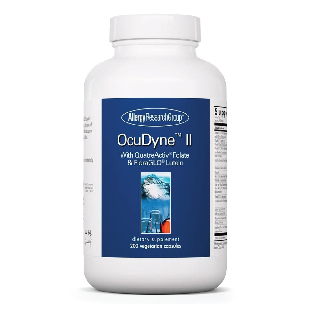 Allergy Research Group ARG OcuDyne II - Eye Health Supplement - Vision Support Vitamins with Lutein, Zeaxanthin & Antioxidants - Multivitamin Formula - Vegetarian - 50 Servings - 200 Capsules