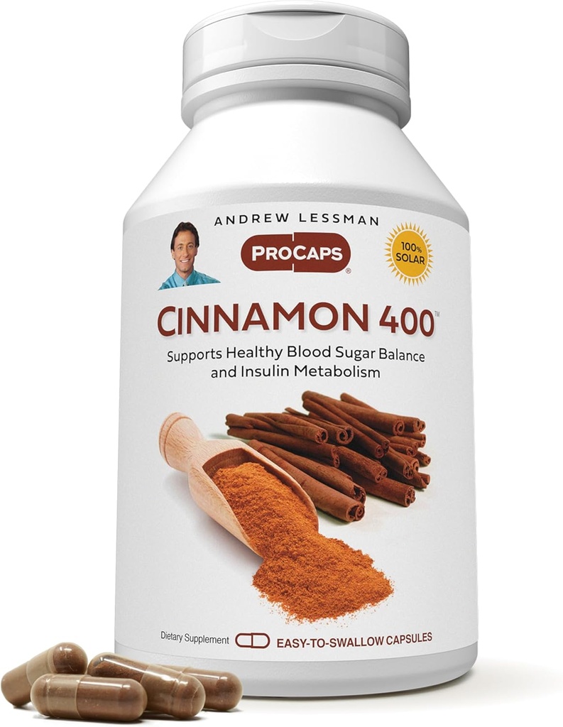 ANDREW LESSMAN Cinnamon 400mg - 240 Capsules - High Potency, Standardized Extract. No Additives. Small Easy to Swallow Capsules