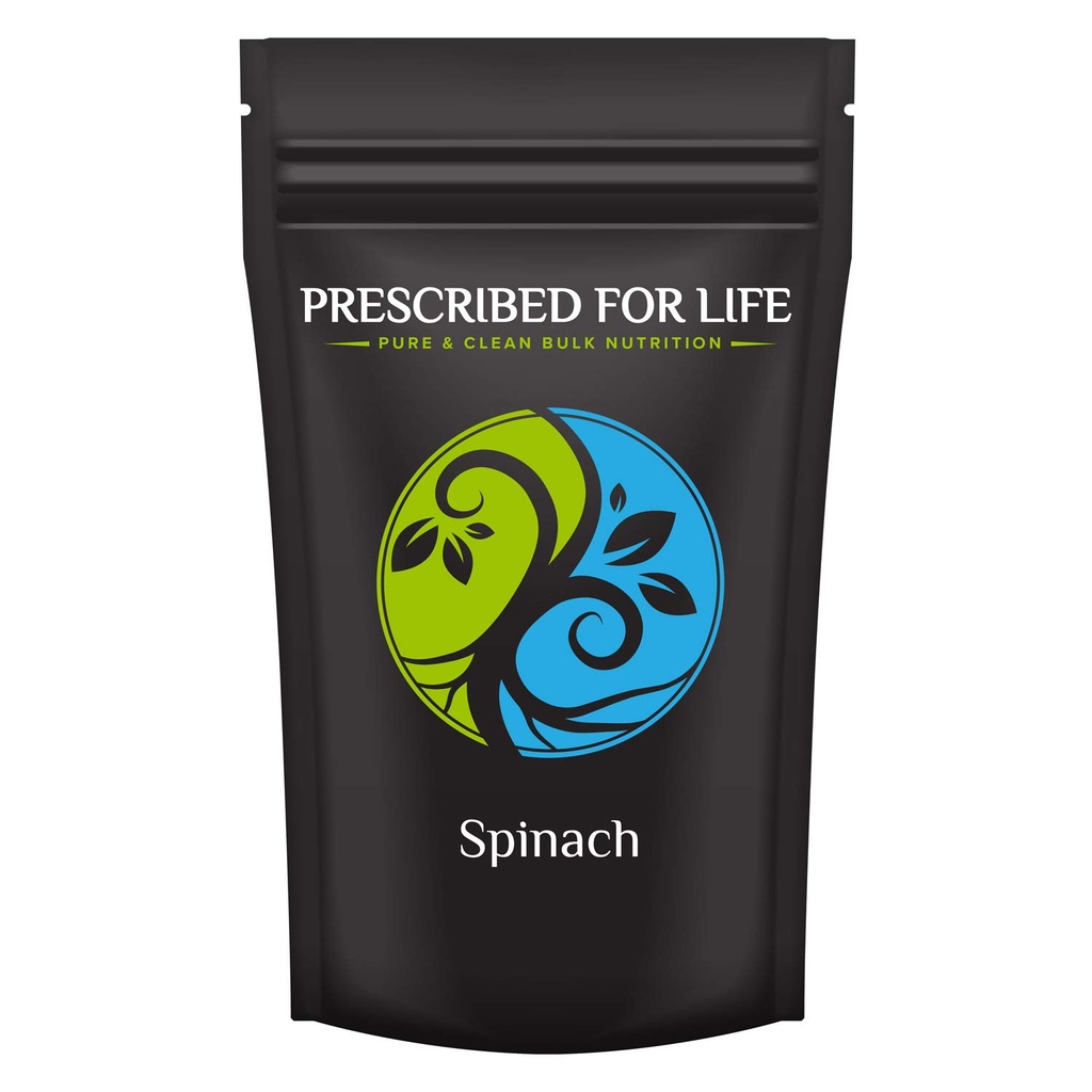 Prescribed For Life Spinach Powder | Green Superfood Rich in Vegan Iron | Supports Bone and Vision Health | Spinach Leafy Greens Supplement for Smoothies | Spinacia oleracea (25 kg / 55 lb)