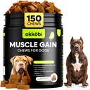 11-in-1 Muscle Gain Chews - Weight Gain Supplements for Dogs with High Protein & Amino Acids - Premium Muscle Builder for Bully & All Breeds - Healthy for Puppies - 150 Chews - Duck