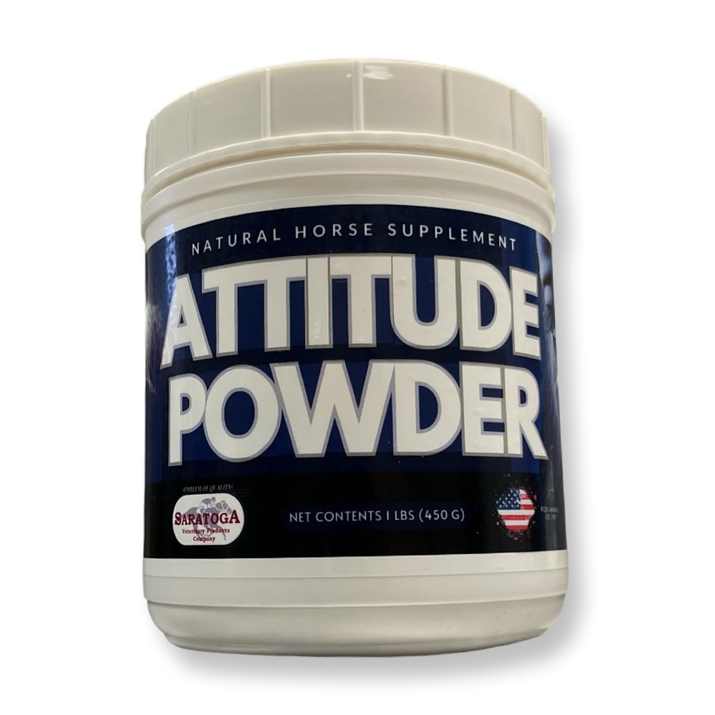 Attitude Powder Horse Calming Supplement with L-Tryptophan – Natural Temperament, Behavior & Stress Support with L-Arginine, Lysine, Inositol & Thiamine | Saratoga Veterinary Products
