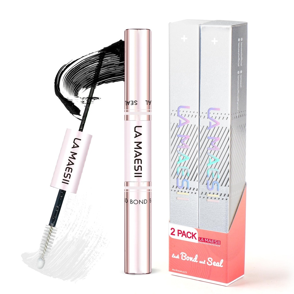 Lash Bond and Seal Waterproof, Cluster Lash Glue Bond and Seal Lash Glue, Strong Hold 72h for Eyelash Clusters, Latex Free Sensitive Eyes Available 10ML (Pack of 2)