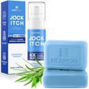 Hermon Antifungal Jock Itch Spray & Soap Kit: Powerful Treatment of Antifungal Spray & Soap for Jock Itch with 2.01 fl.oz & 2 Bars - Fast & Effective Relief of Itching, Burning, Redness, & Irriation