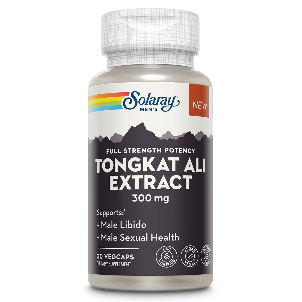 SOLARAY Tongkat Ali Extract 300mg, Sexual Supplements for Men, Tongkat Ali for Men Supports Male Enhancement and Libido, Vegan, Gluten-Free, Made Without Soy, 60-Day Guarantee, 30 Servings, 30 VegCaps