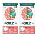 NEURIVA Original Brain Supplement for Memory, Focus & Concentration + Learning & Accuracy with Clinically Tested Nootropics Phosphatidylserine and Neurofactor, Caffeine Free, 30ct Capsules (2 Pack)