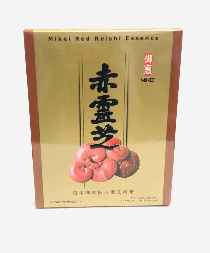 Mikei Red Reishi Essence 60 Capsules Ganoderma Lucidum Extract Powder 250mg Dietary Supplement Product Made in Japan