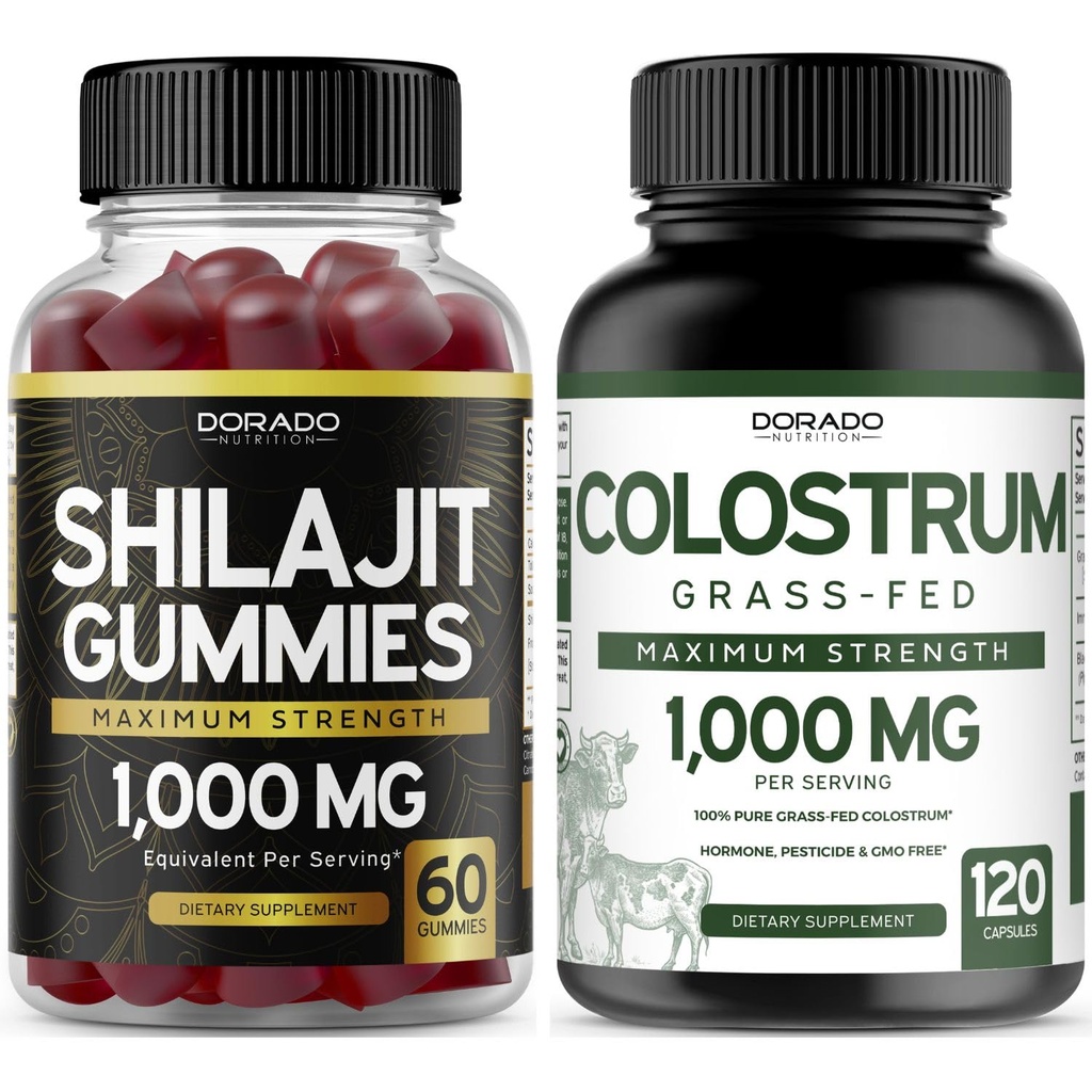 DORADO NUTRITION Shilajit Gummies for Men & Women (60 Gummies) and Colostrum Supplement 1000mg Per Serving