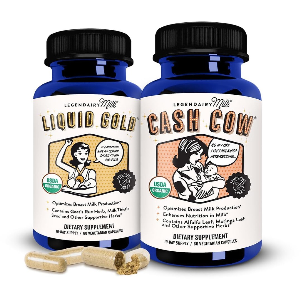 Legendairy Milk Liquid Gold + Cash Cow, Lactation Supplement for Milk Supply Increase and Enhance Prolactin Release - Lactation Support for Breast Milk Production