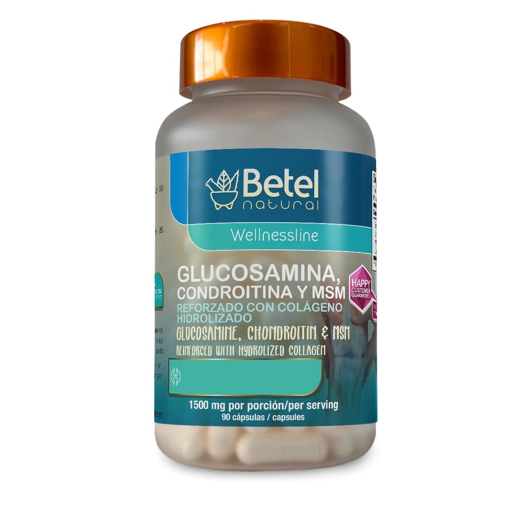 Betel Natural Premium Glucosamine Collagen Healthy Collagen and MSM - 90 Capsules
