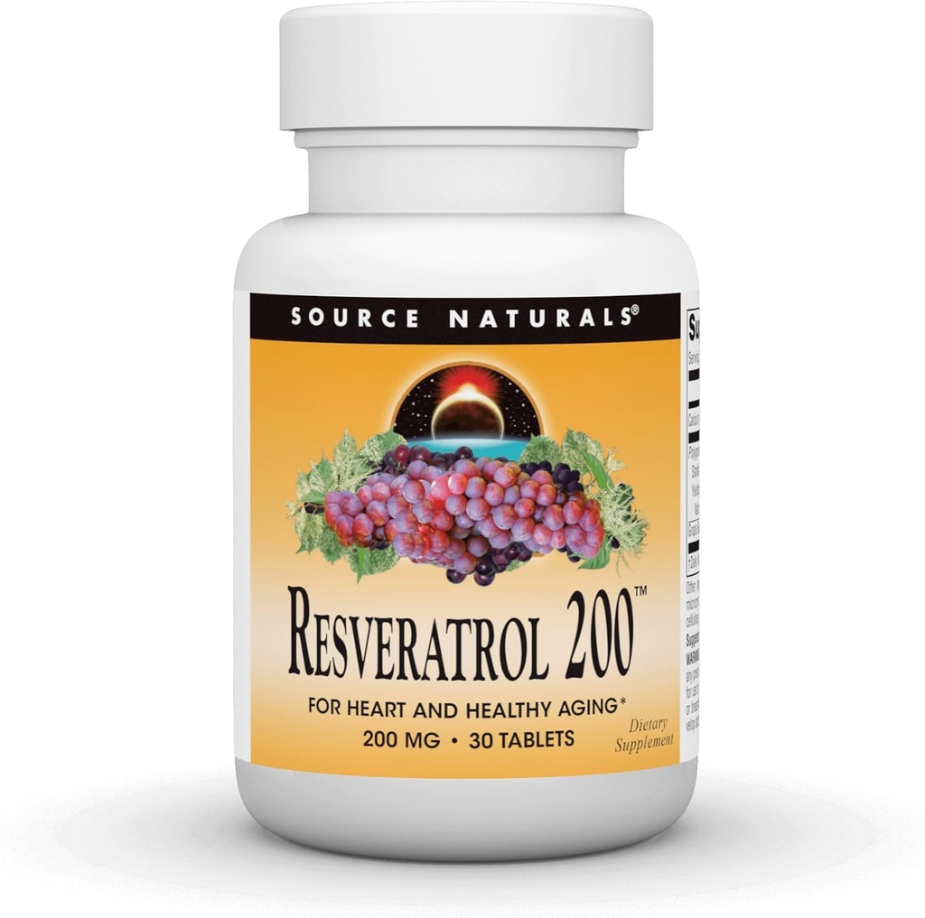 Source Naturals Resveratrol, for Heart and Healthy Aging* 200 mg - 30 Tablets