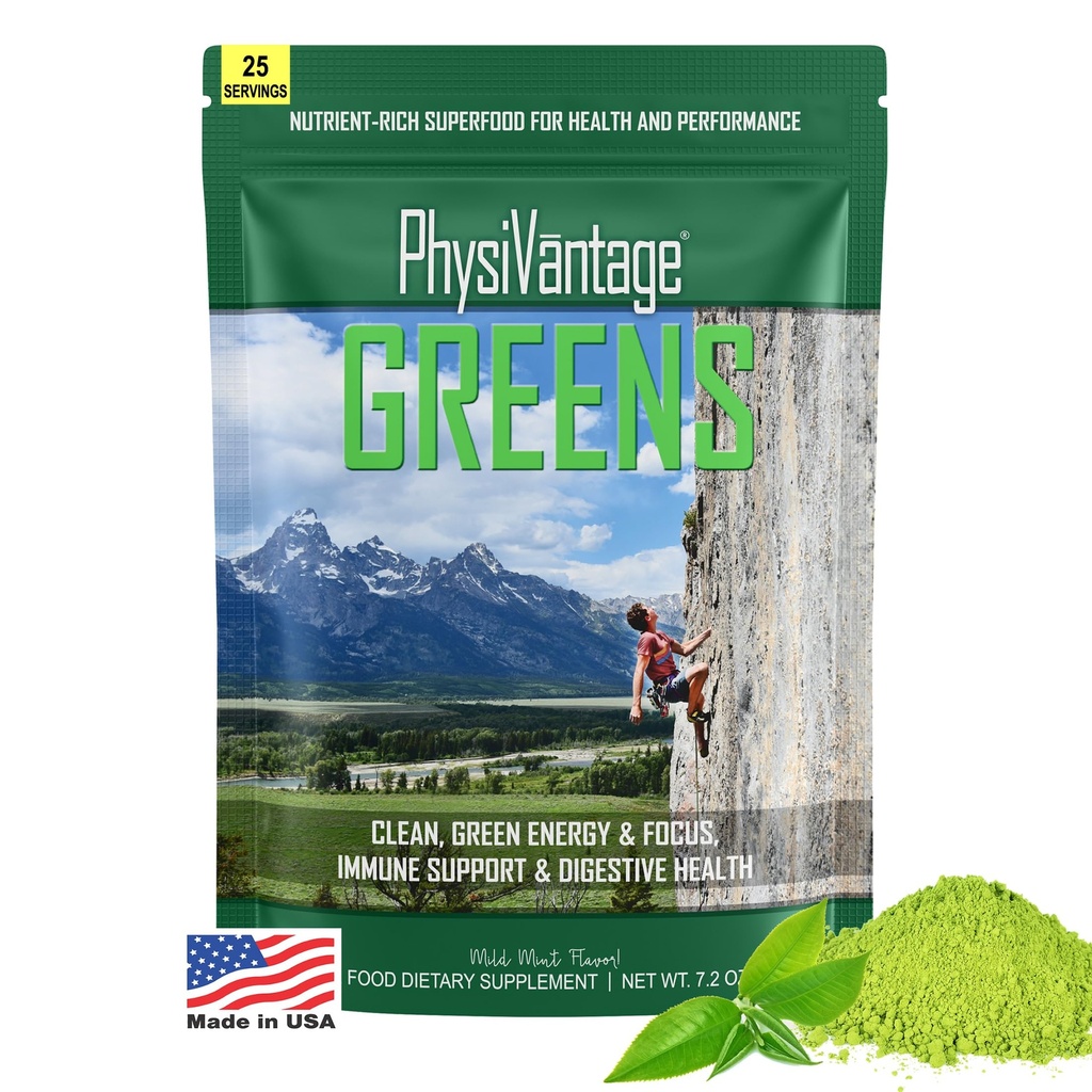 PhysiVantage - Organic Greens Powder - Helps Support Energy, Immunity, & Digestive Health - Prebiotics, Probiotics, Post-biotics - Natural Detox - Vegan - 25 Servings