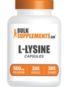 BulkSupplements.com L-Lysine HCl Capsules - Lysine Supplement, Essential Amino Acid - Gluten Free, 1 Capsule (500mg), per Serving 365 Count (Pack of 1)