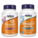 NOW Foods Neuro-Cardio Bundle - Magtein® Magnesium L-Threonate Capsules 90ct + Omega-3 Fish Oil Supplements 180 EPA/120 DHA 100ct - Brain & Cardiovascular Support*