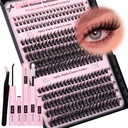 Goddvenus Wispy Lash Clusters Kit Cluster Eyelash Extensions Natural Lash Extension Kit C Curl Fluffy Individual Eyelashes with Bottom Lashes Clusters Waterproof Bond and Seal DIY at Home