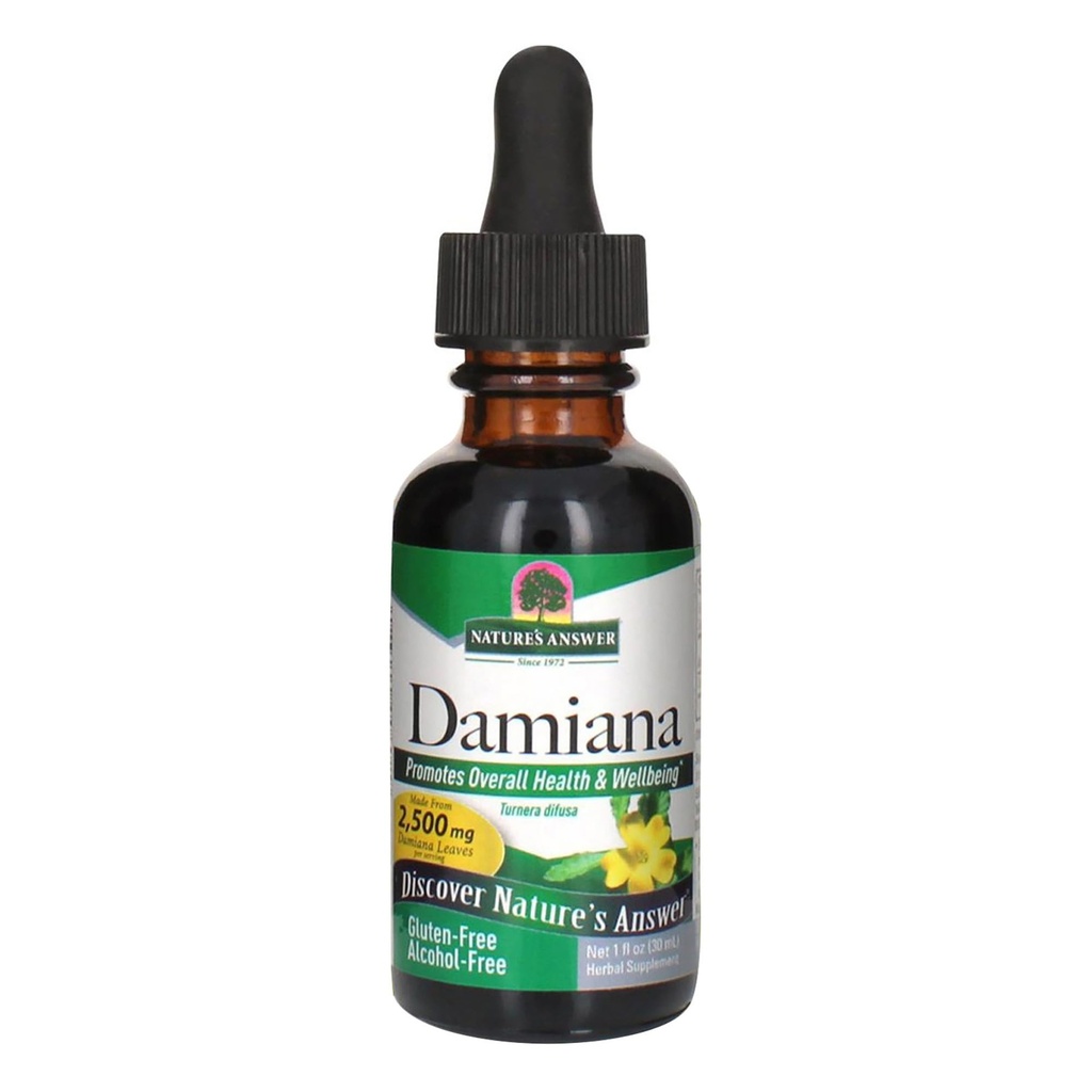 Nature's Answer Damiana Extract Alcohol-Free, 2,500 mg, 1-Ounce | Supports Overall Sexual Wellness | Vegan | Gluten-Free | Single Count