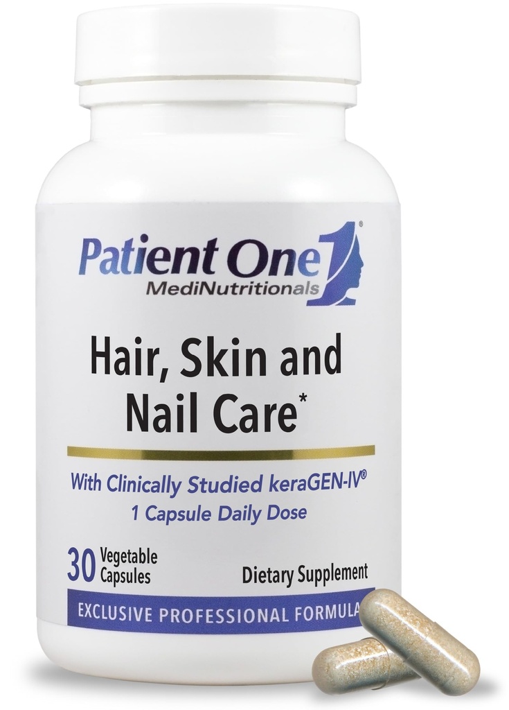 Patient One Hair, Skin & Nail Care | Supplement to Support Strong Nails, and Healthy Hair and Skin* | with Keratin, Collagen and More | 30 Capsules